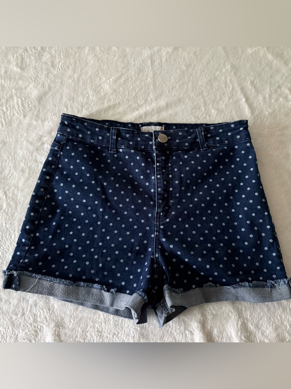 Altar’d State Dark Denim Polka Dots Denim Jean Shorts Size 7